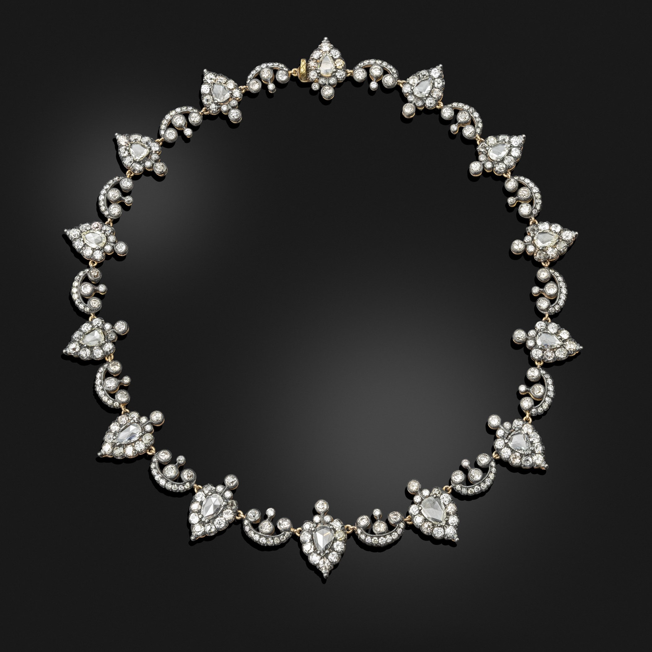 An antique diamond necklace, mid 19th century
