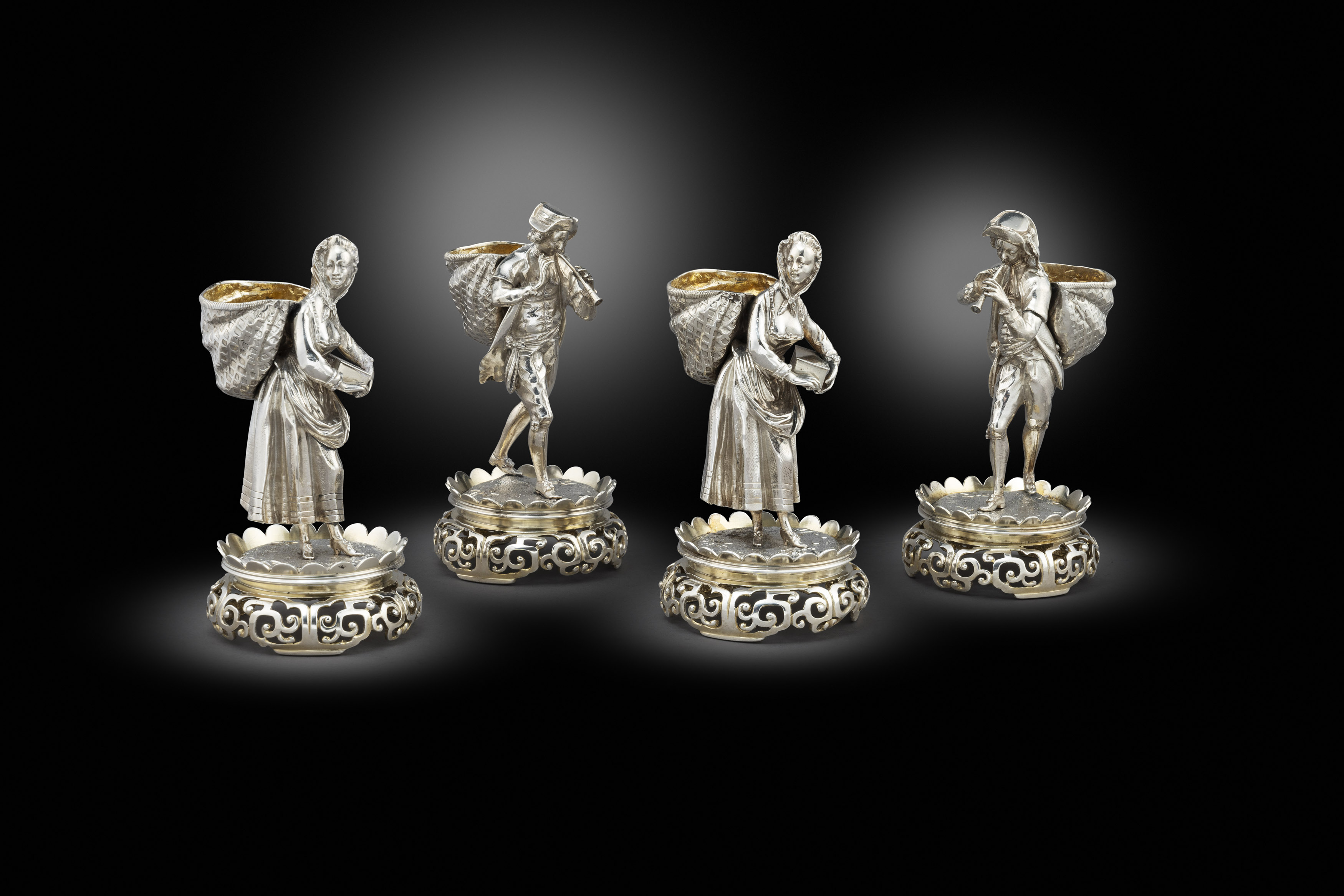  A Set of Four Victorian Novelty Salt-Cellars