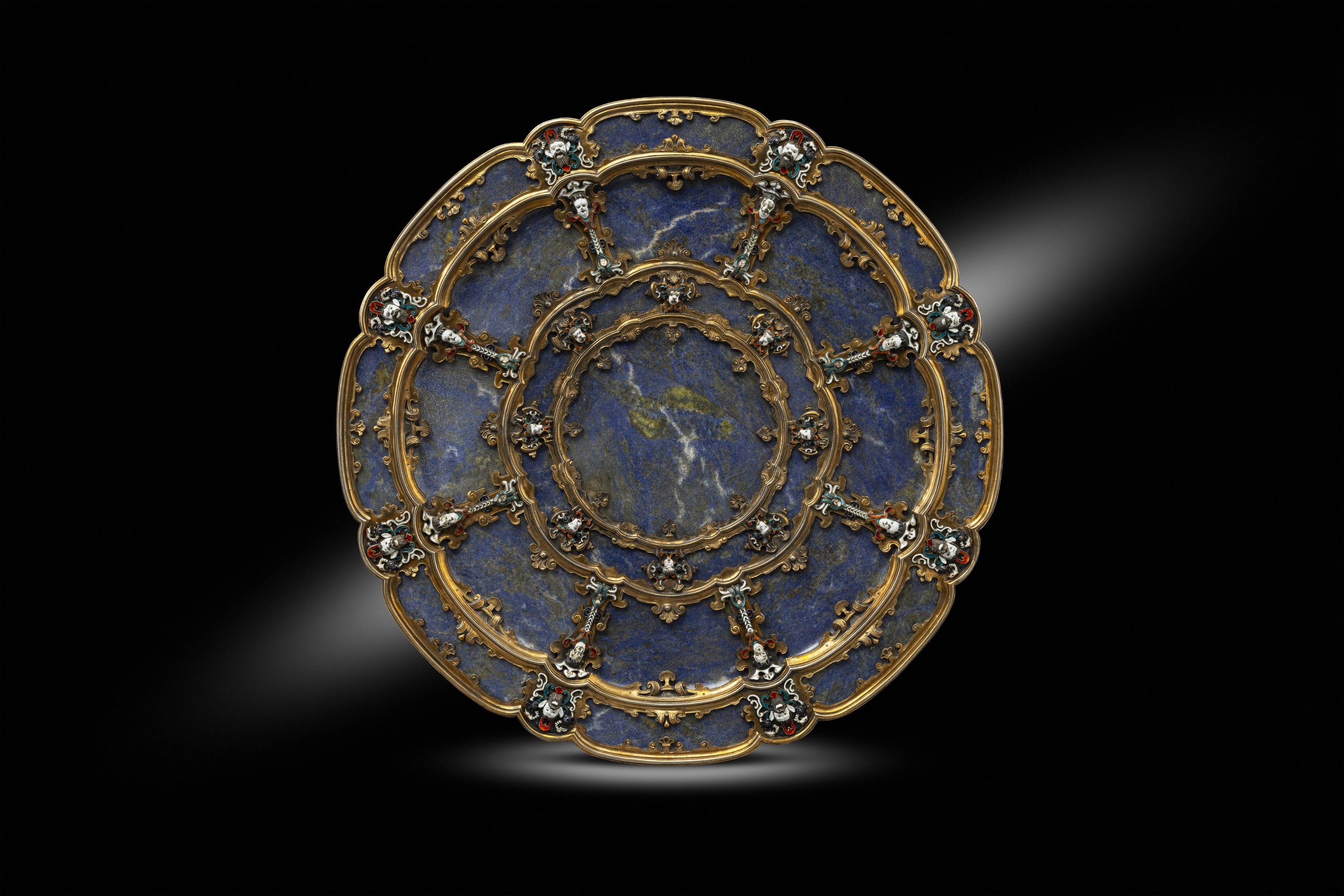 A 19th Century Austrian Lapis Lazuli Silver-Gilt & Enamel Mounted Tazza