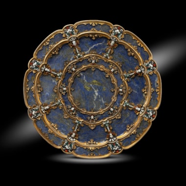 A 19th Century Austrian Lapis Lazuli Silver-Gilt & Enamel Mounted Tazza