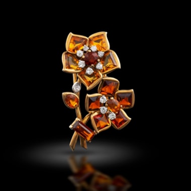 Citrine Flower Brooch