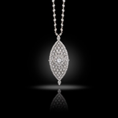 Early 20th Century Navette Shaped Diamond Cluster Pendant