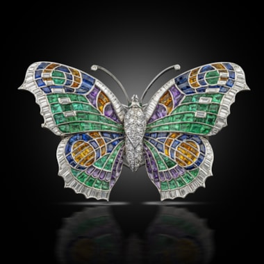 A mid-century gem-set butterfly brooch, circa 1940