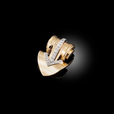 A gold and diamond clip, 1950s