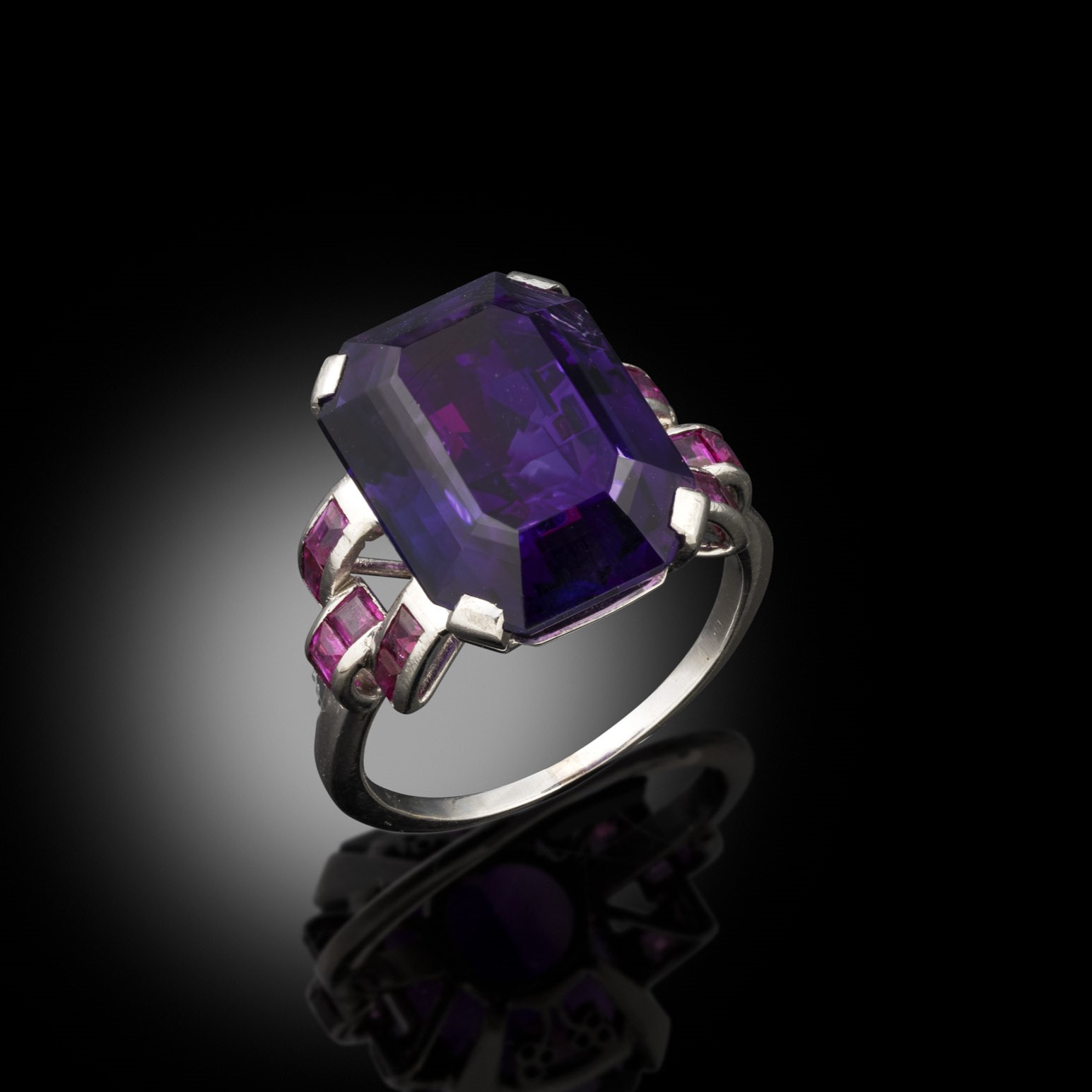 A 1930s amethyst and ruby ring