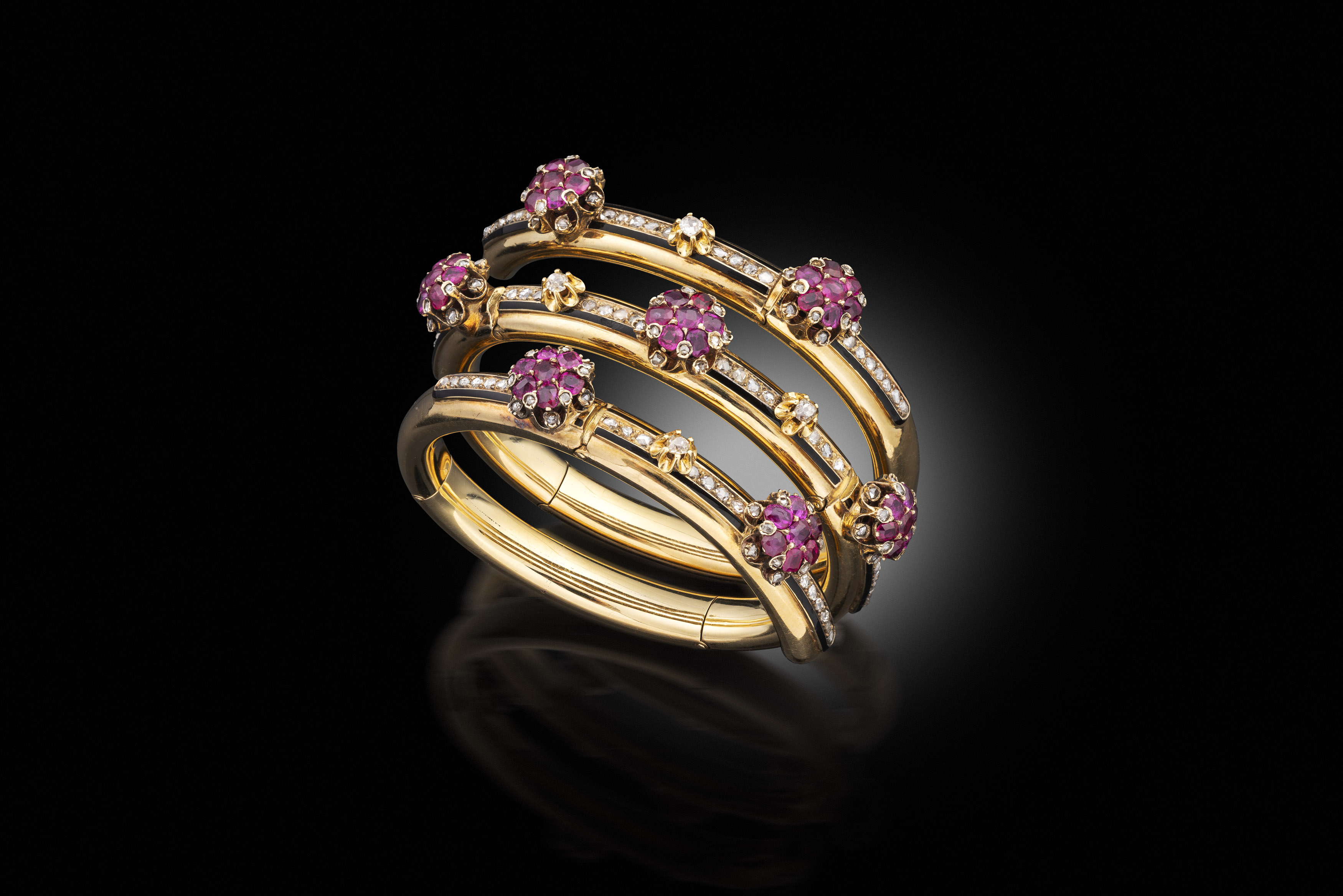 19th Century Gold, Ruby and Diamond Bracelet, probably by Maison Duponchel