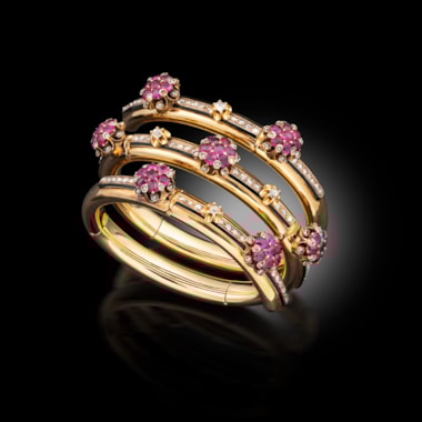 19th Century Gold, Ruby and Diamond Bracelet, probably by Maison Duponchel