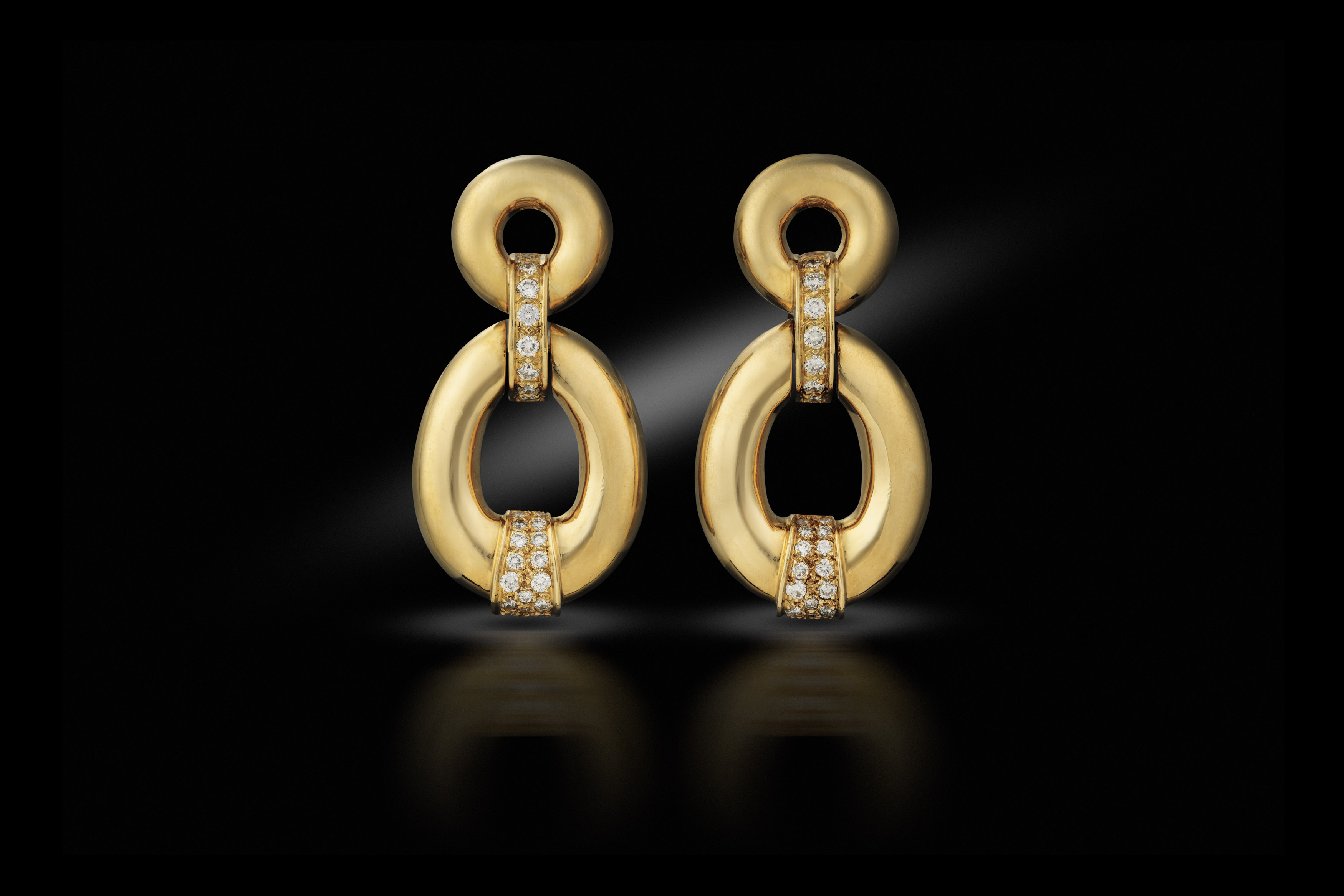 A pair of 1950s gold earrings, Fred Paris