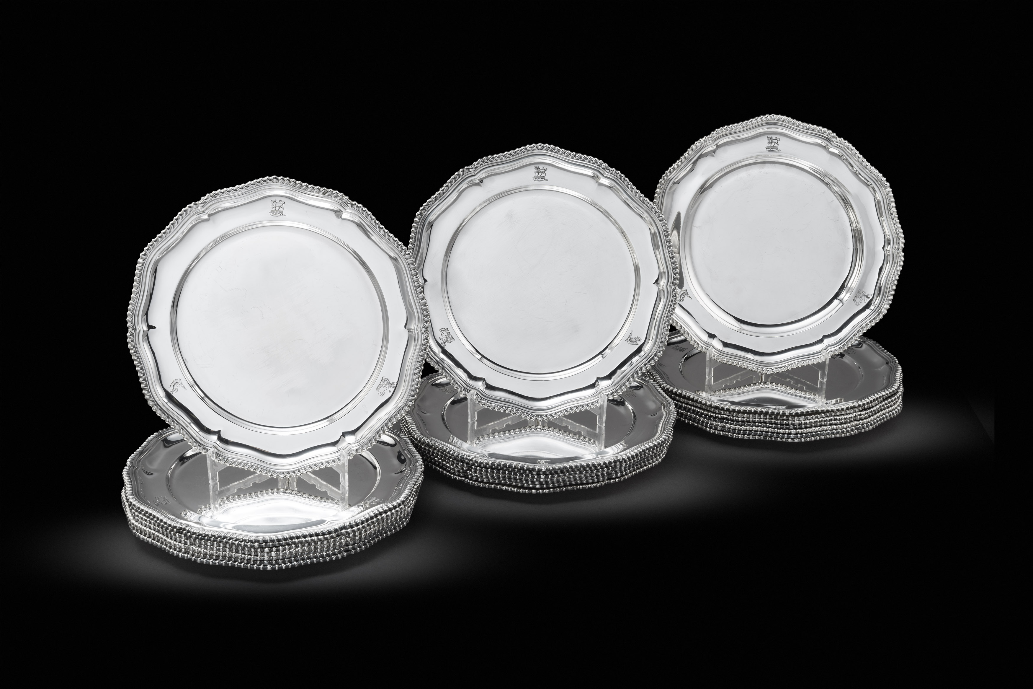 A group of thirty-six silver underplates