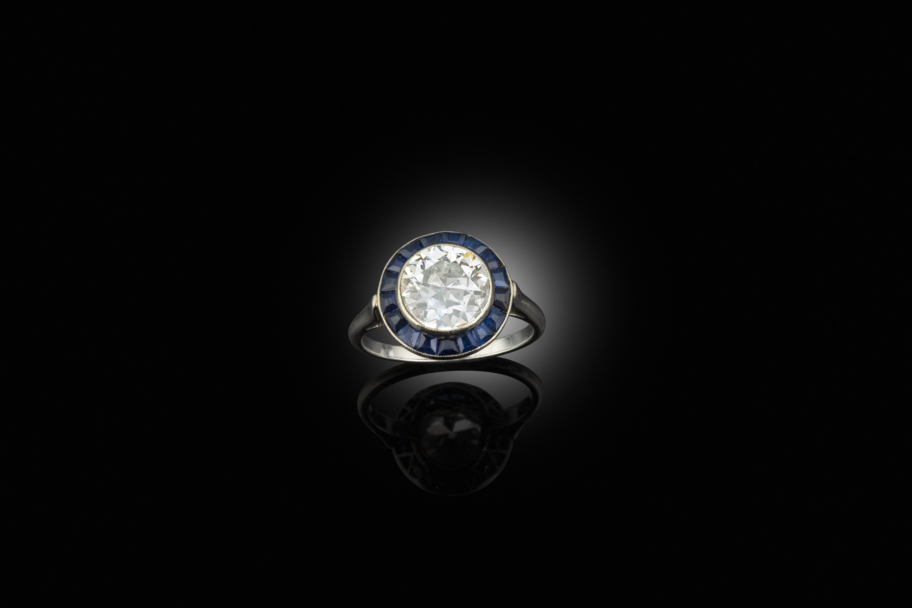 An early 20th century diamond and sapphire ring, circa 1920