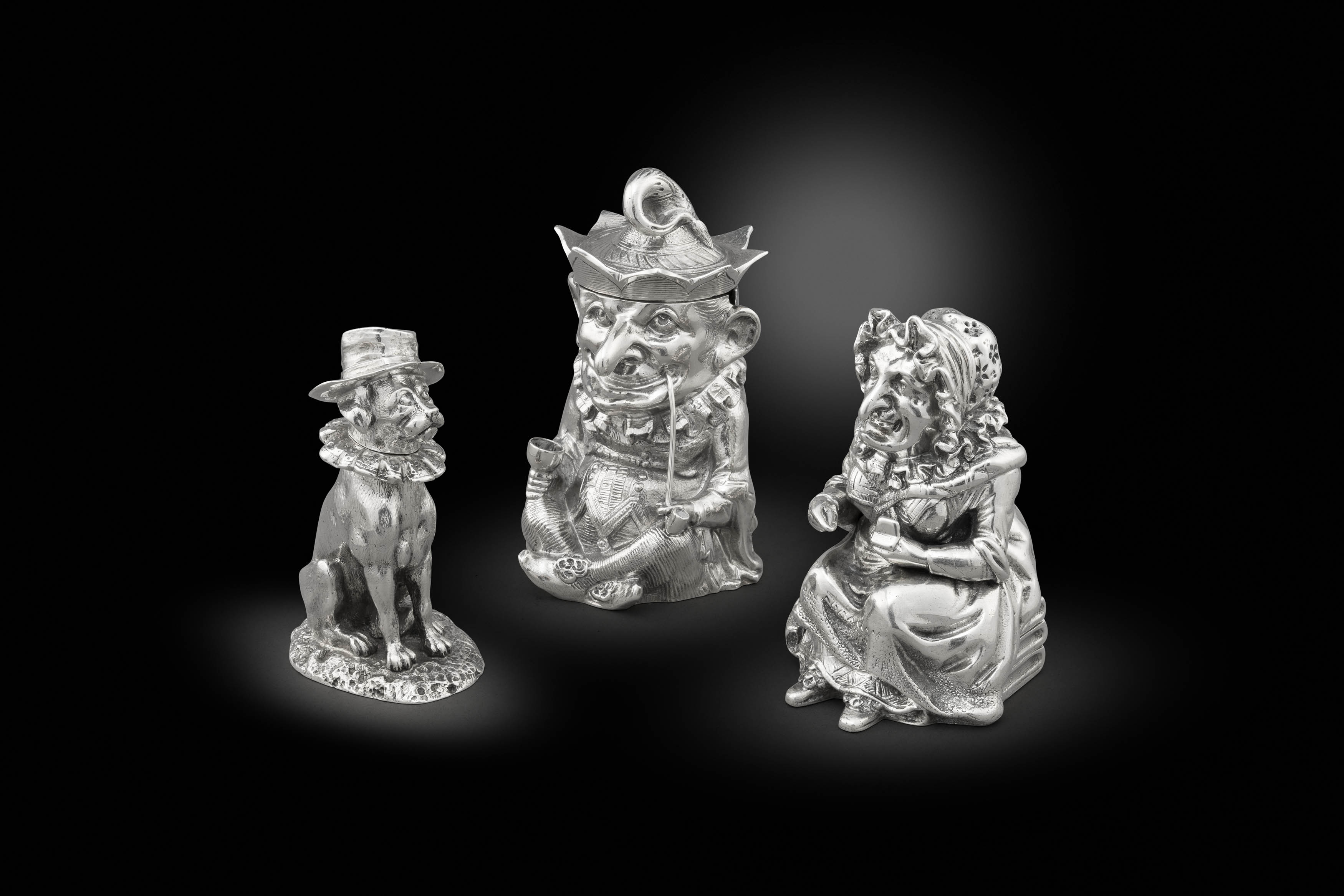 A Victorian Novelty Three Piece Cruet Set