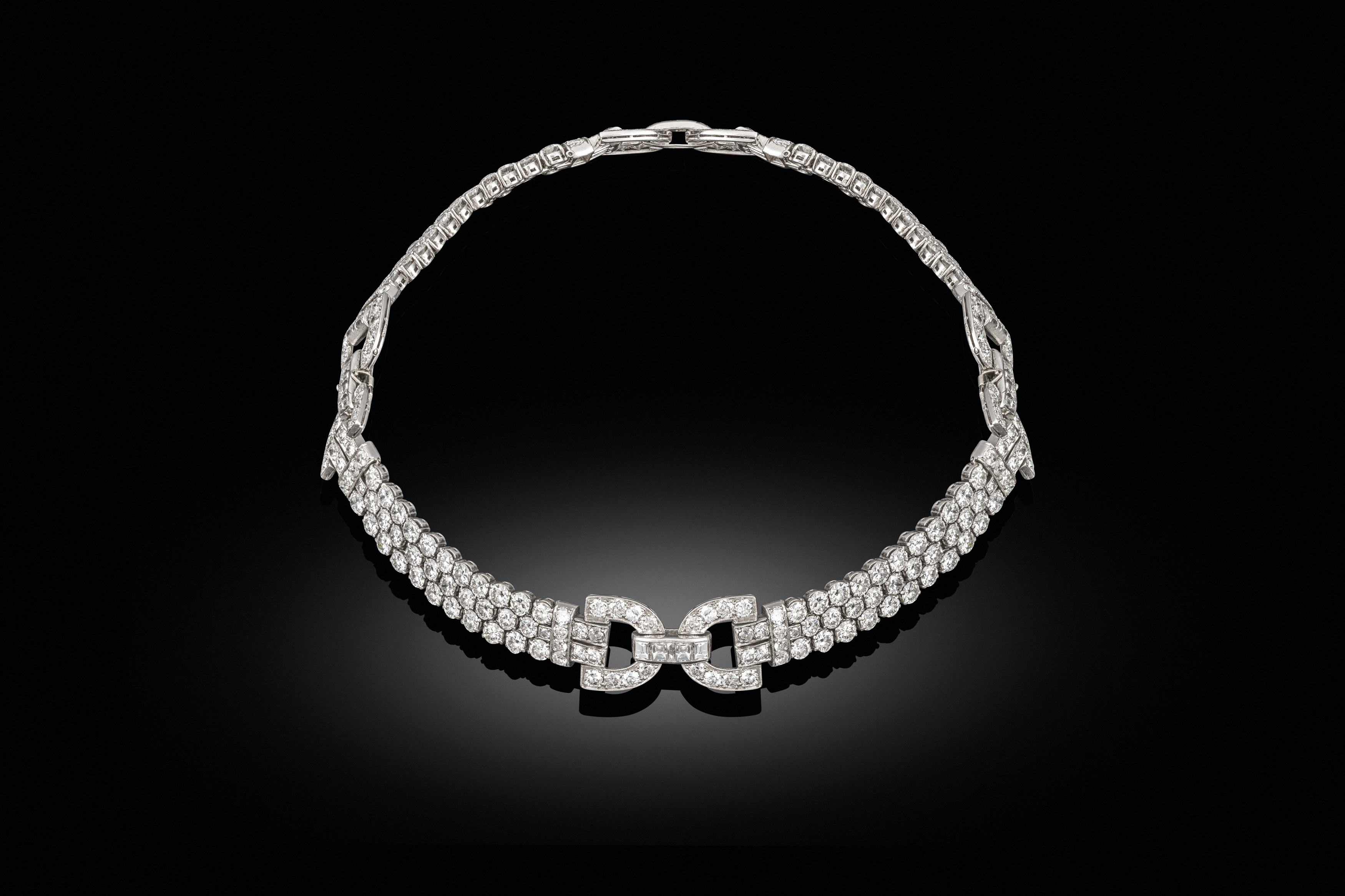 An art deco diamond Choker / Pair of Bracelets, circa 1927