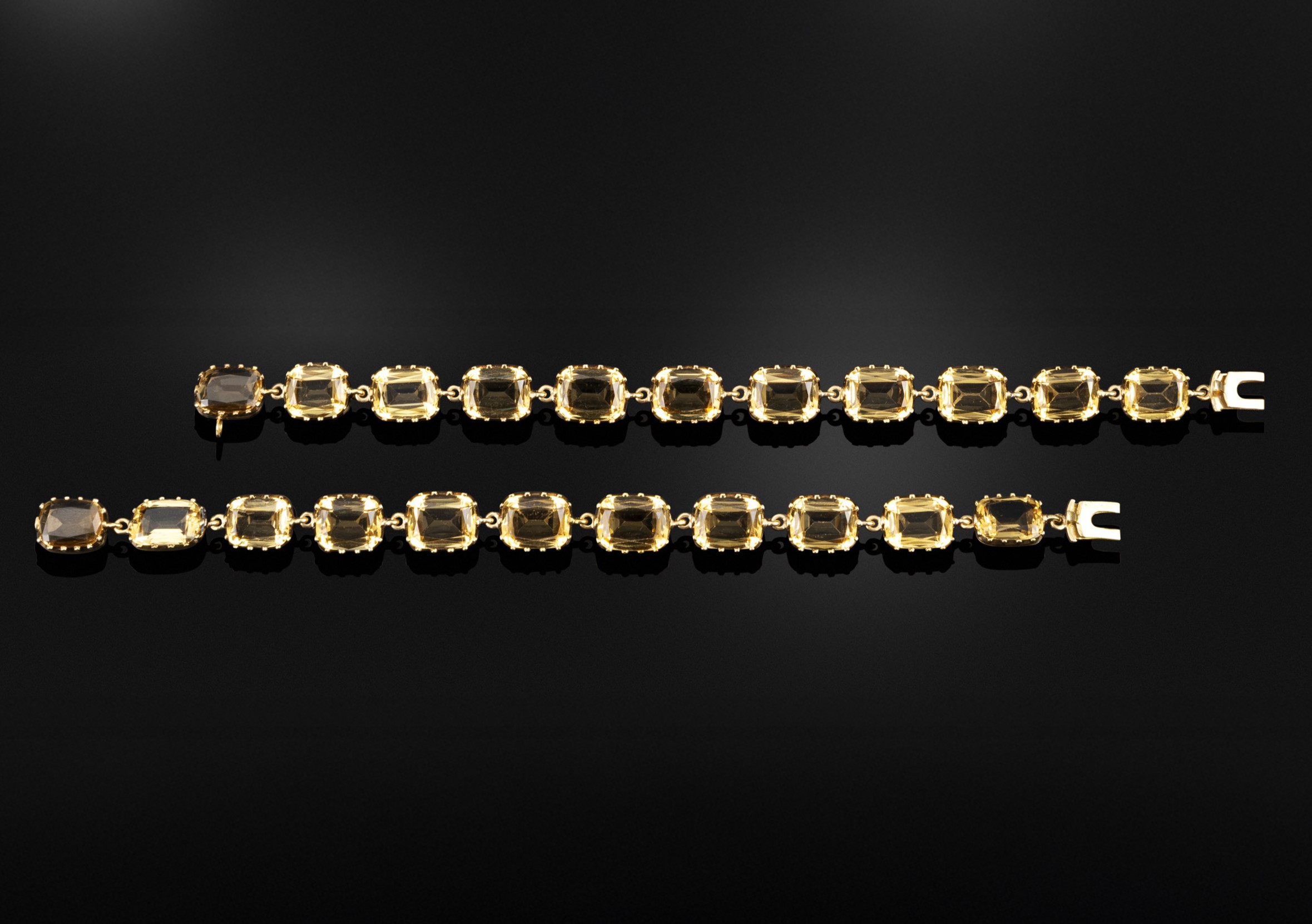 Two late 19th century citrine bracelets