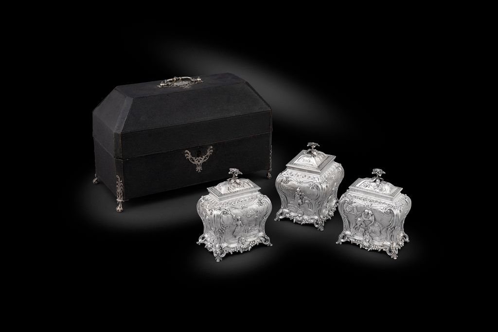 A Set of Three Cased George III Caddies