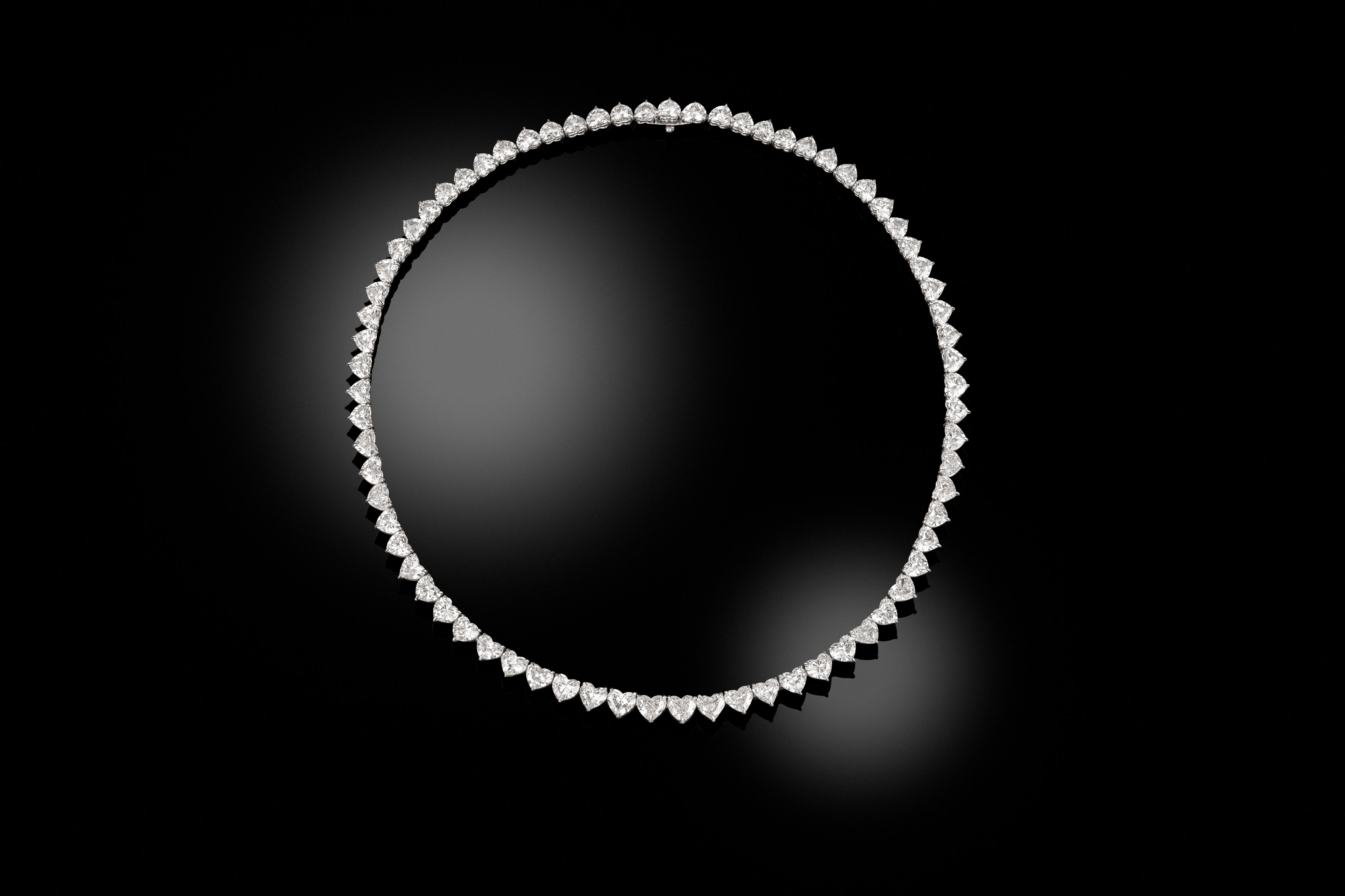 A heart shaped diamond riviere