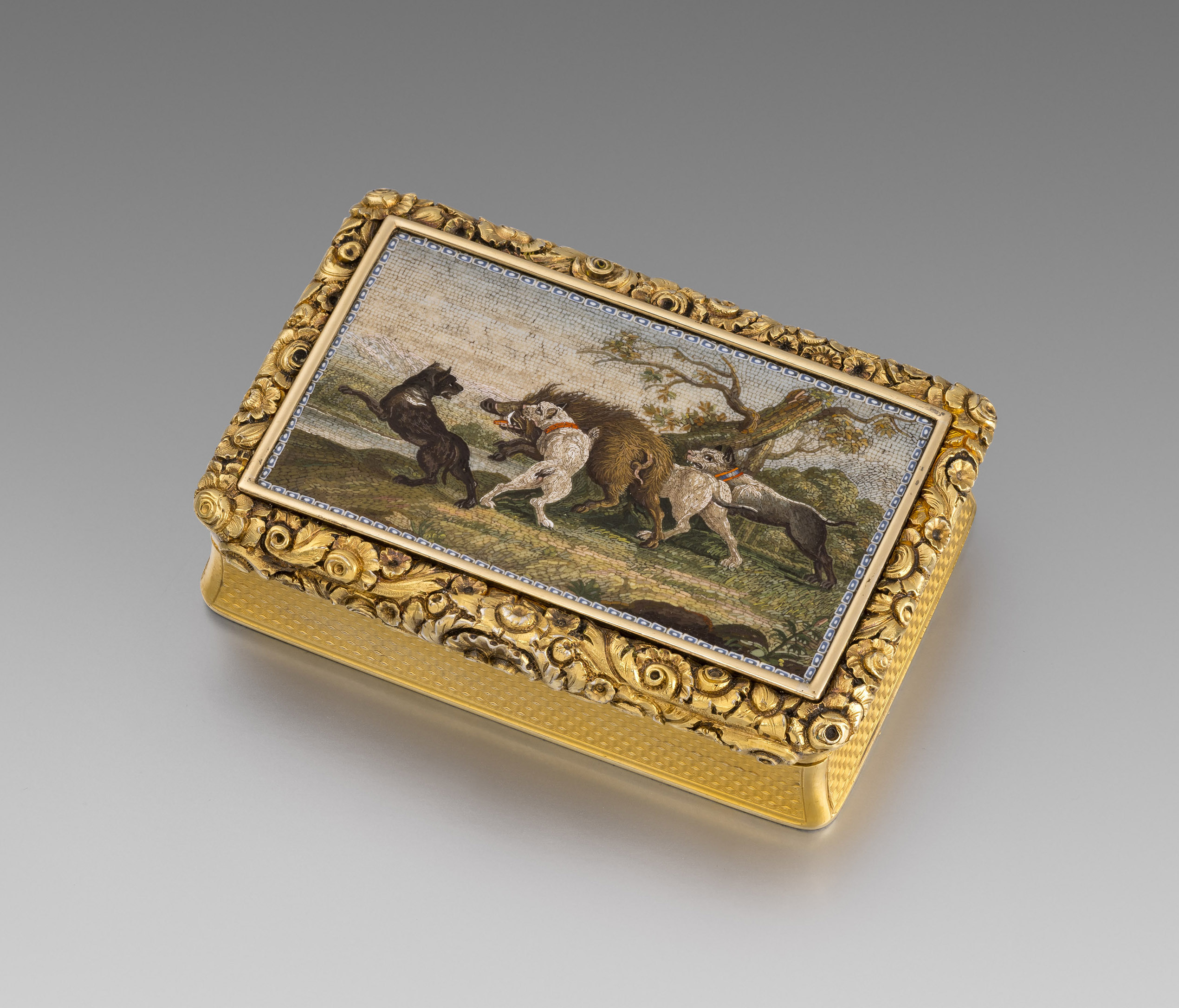 A George IV Silver Gilt and Micromosaic Box