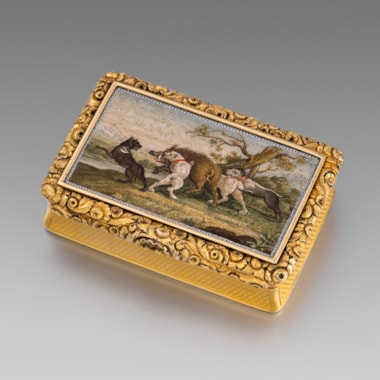 A George IV Silver Gilt and Micromosaic Box