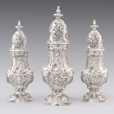 A Monumental Set of Three 18th Century Rococo Casters