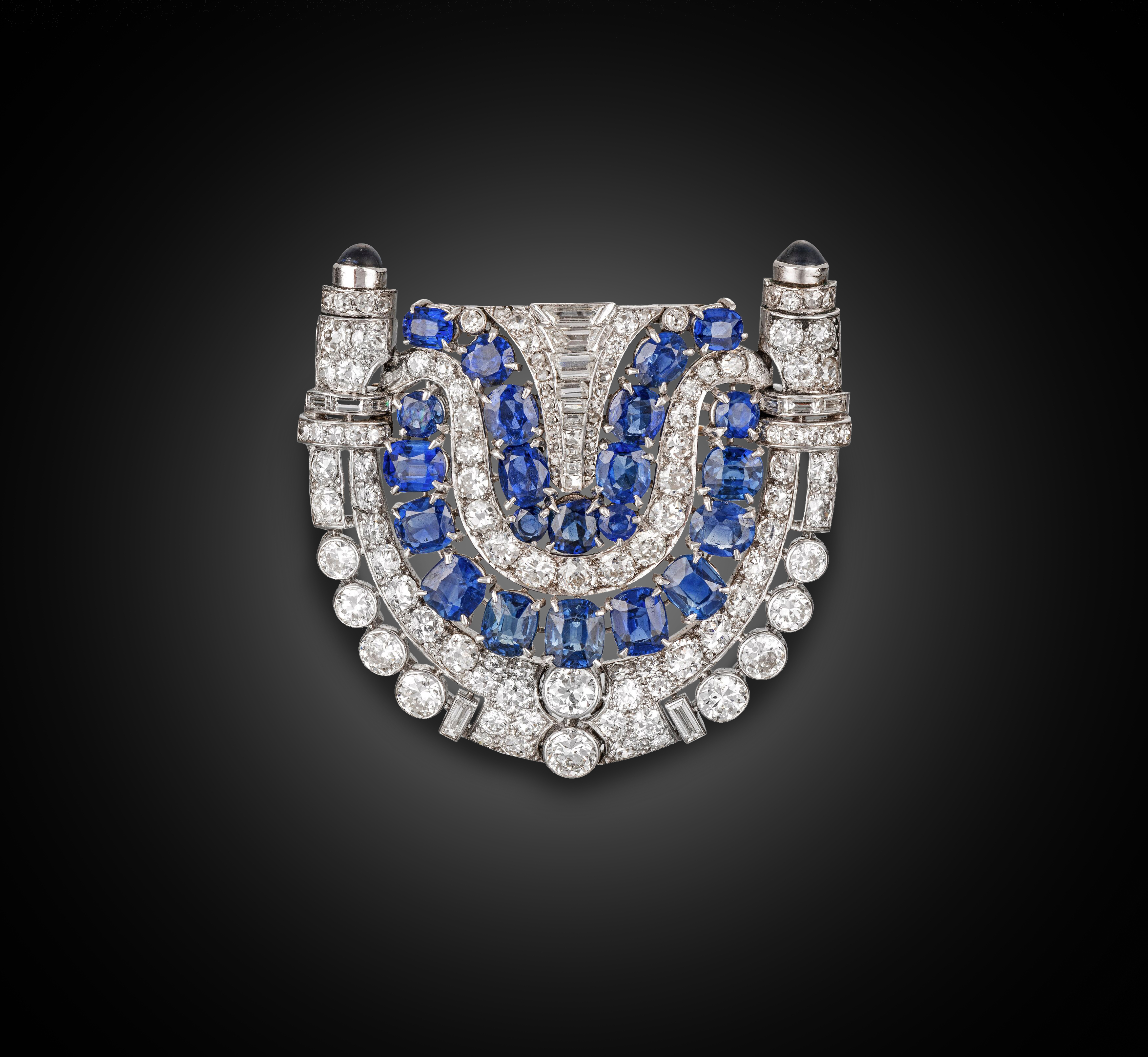 A diamond and sapphire brooch