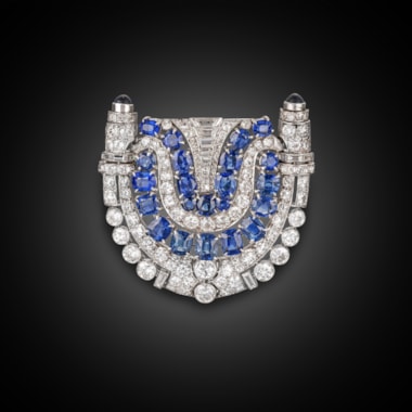 A diamond and sapphire brooch