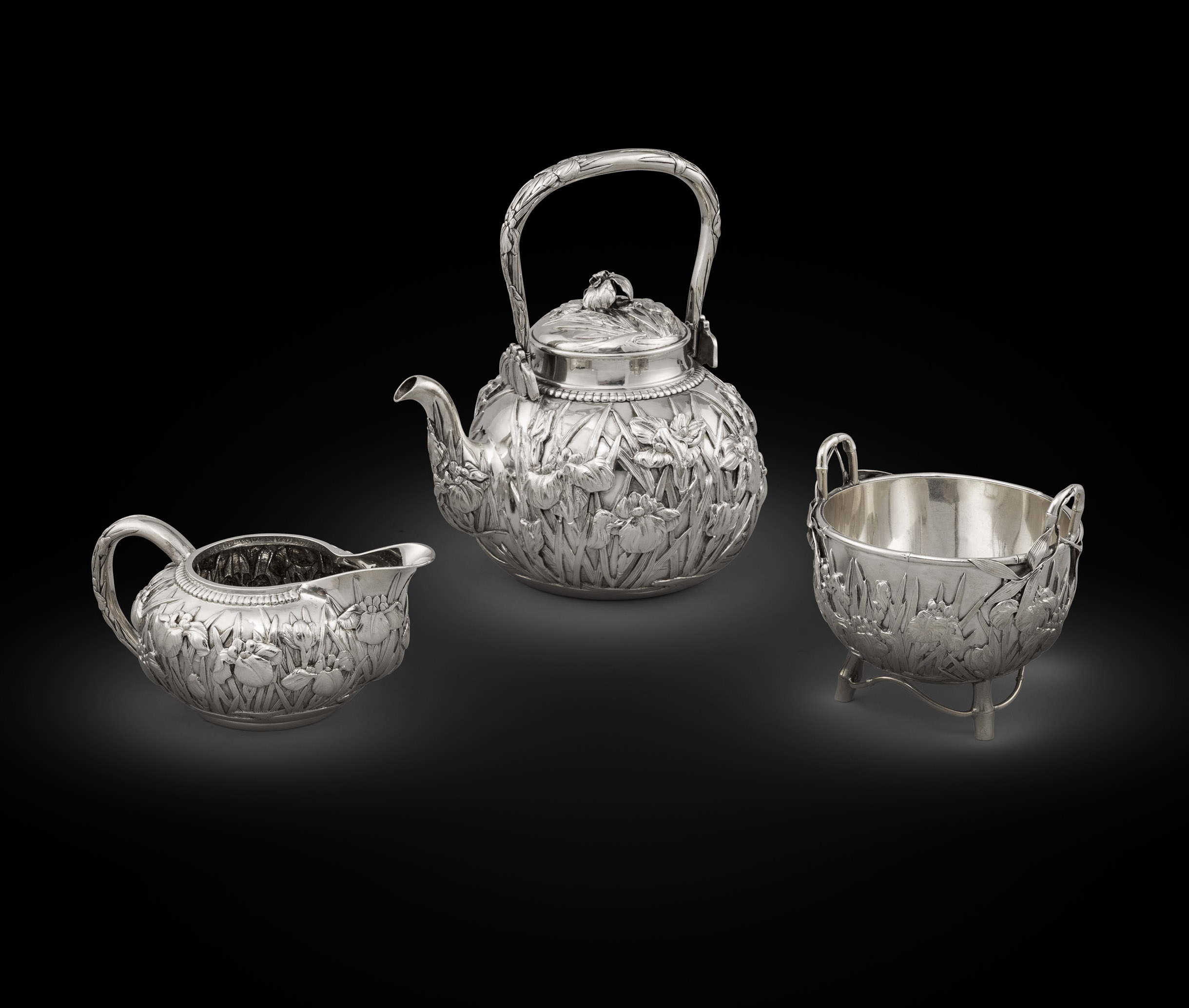 A Japanese iris Tea Set from the Meiji Period