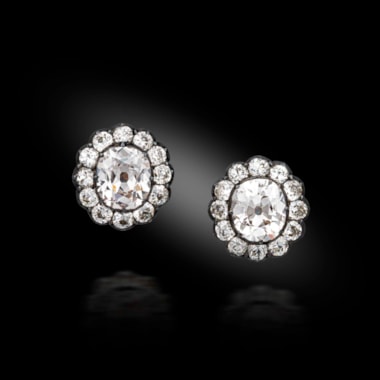 A pair of 19th century diamond cluster earrings, circa 1870