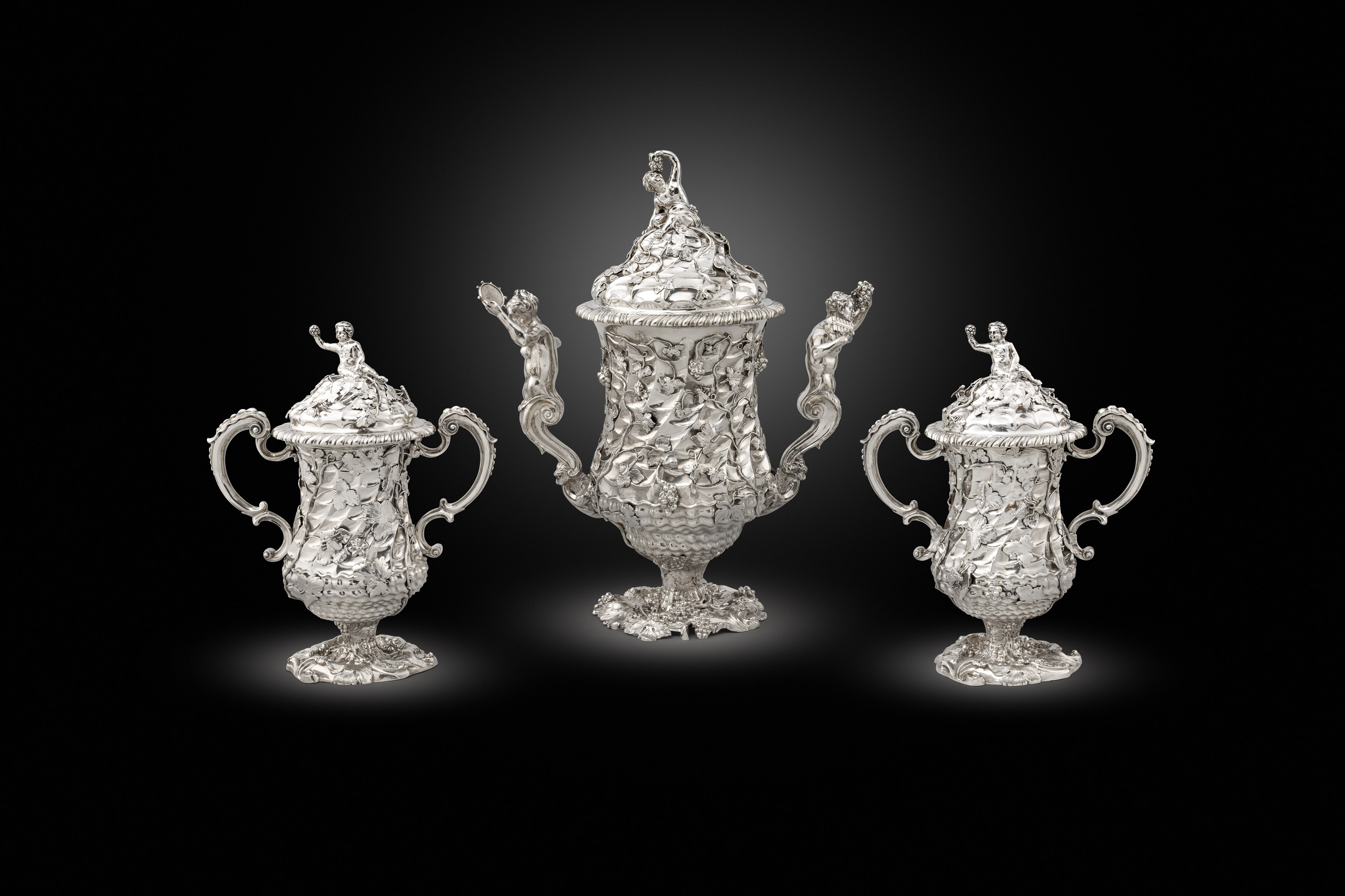 A Suite of Three George II Cups & Covers