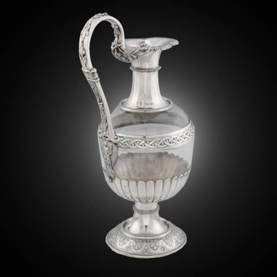 A Rare Form Glass Mounted Claret Jug