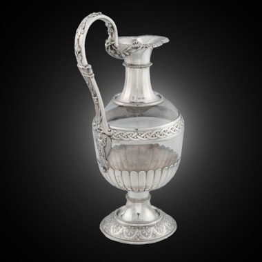 A Rare Form Glass Mounted Claret Jug