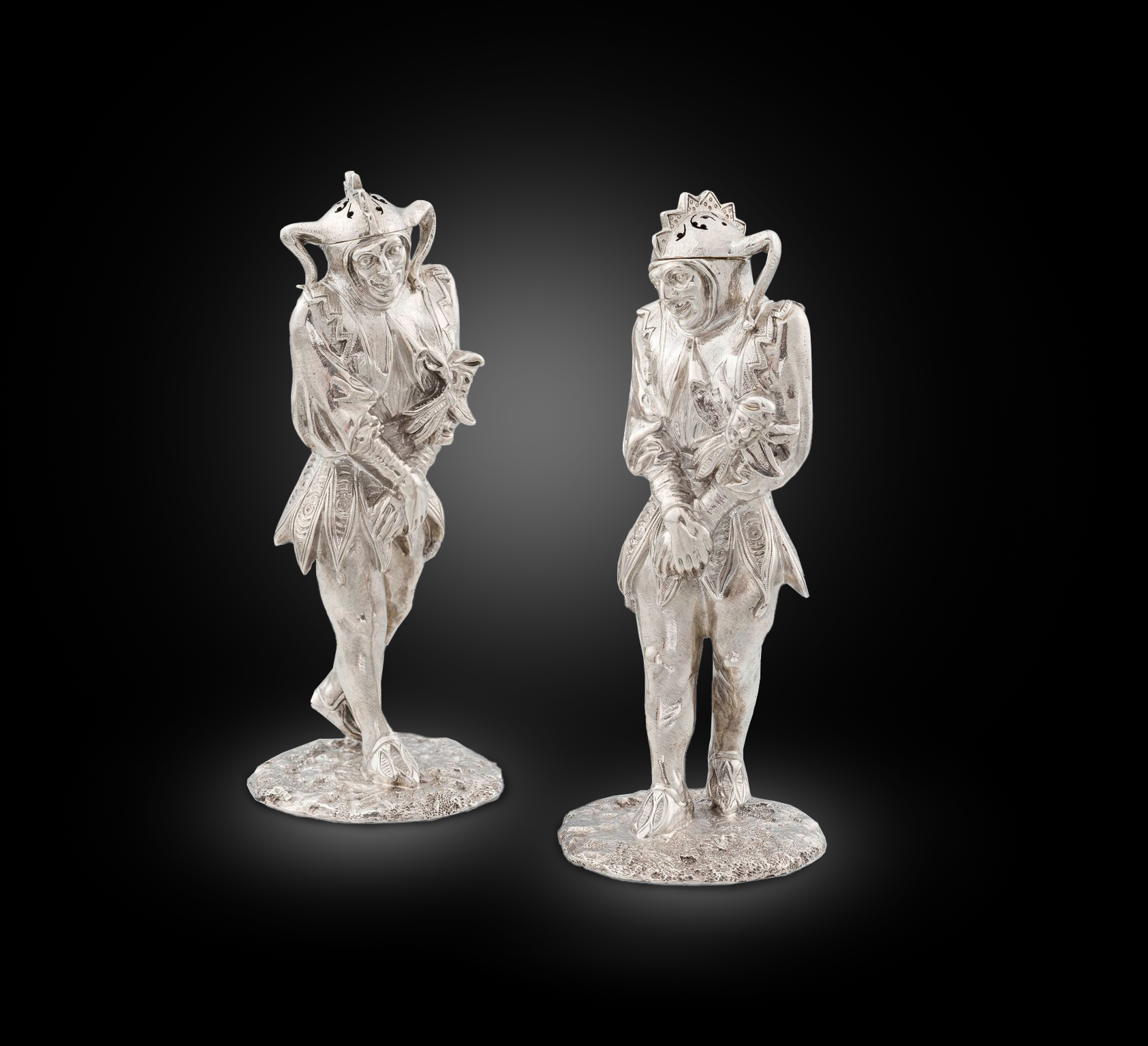 A Novelty Pair of Victorian Harlequin Peppers