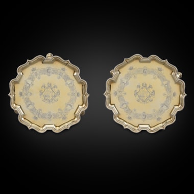 An Elegant Pair of Silver-Gilt Salvers