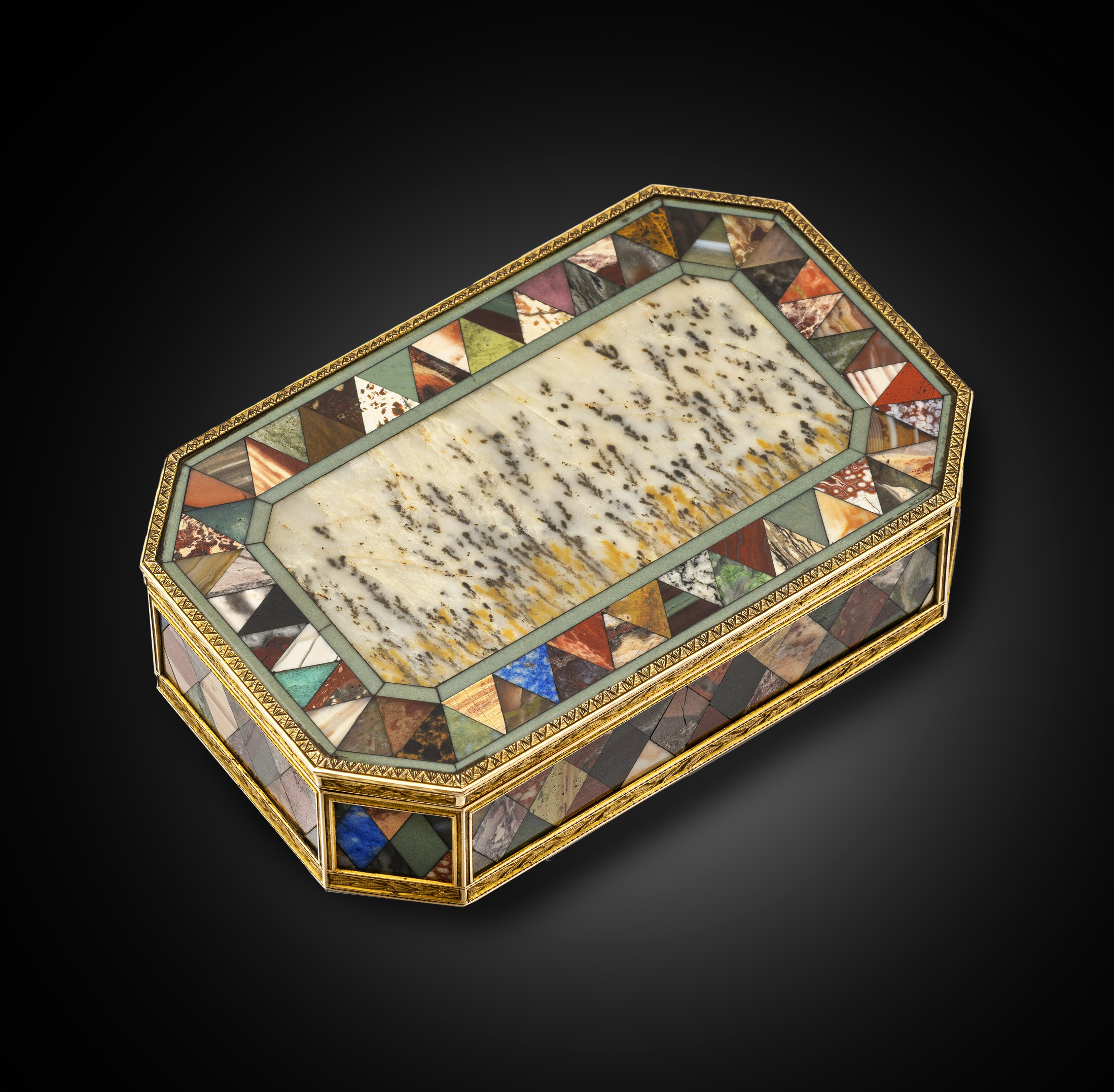 An Italian Early 19th Century Gold Mounted Hardstone Samples Box