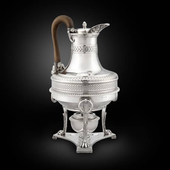 A Paul Storr Coffee Jug on Stand