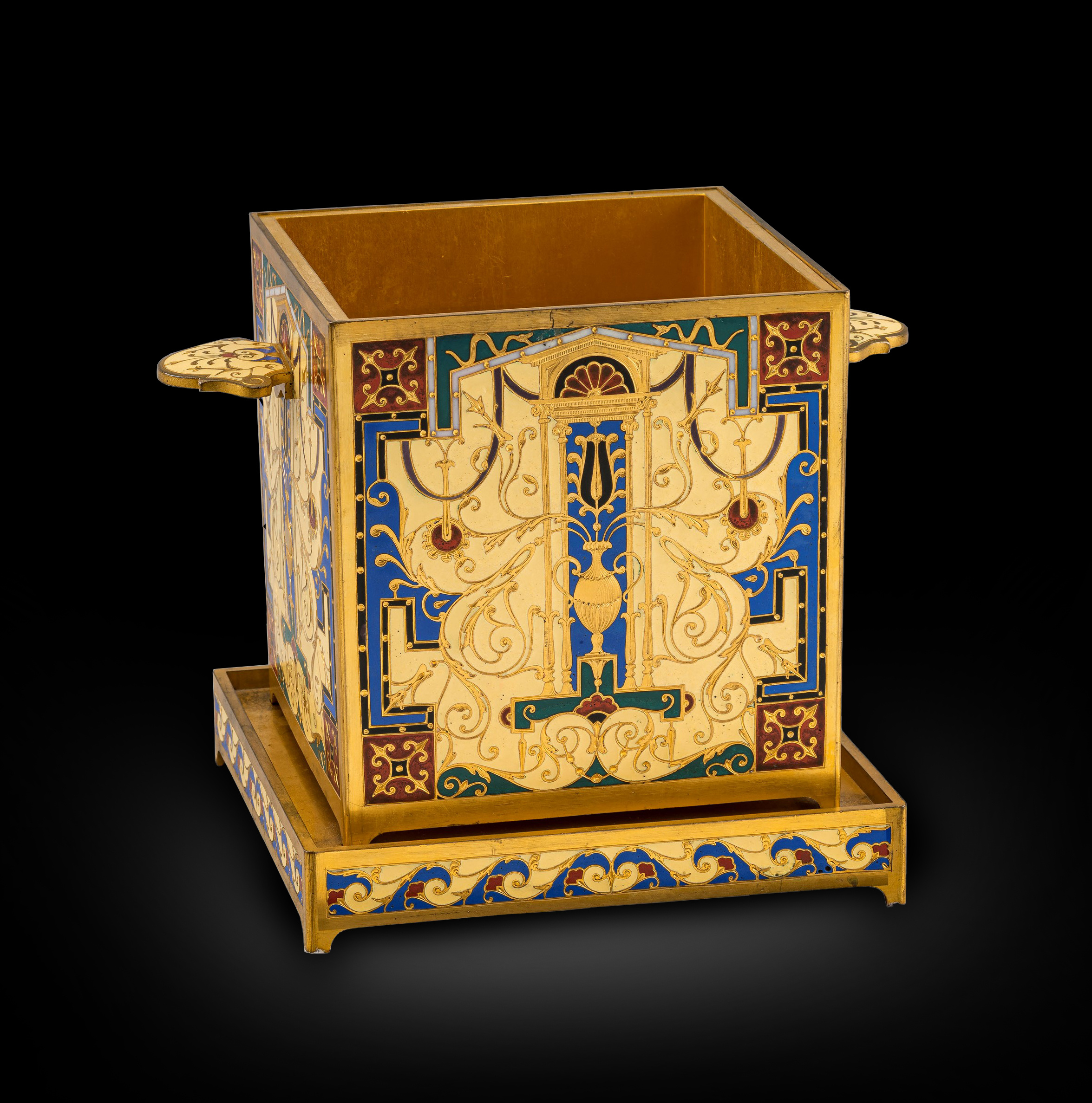 A Gilt Bronze &amp; Enamel Planter on Stand