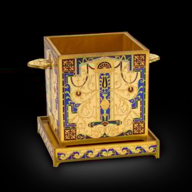 A Gilt Bronze & Enamel Planter on Stand