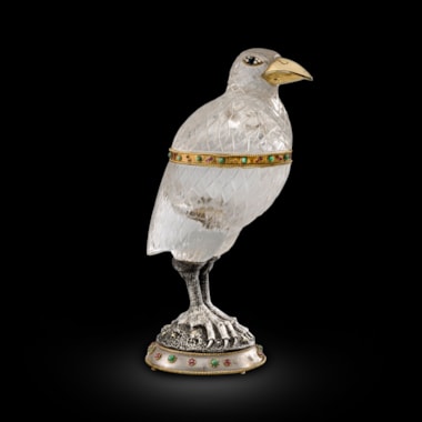A 20th Century Rock Crystal Silver-Gilt Mounted Cup formed as a Model of a Bird