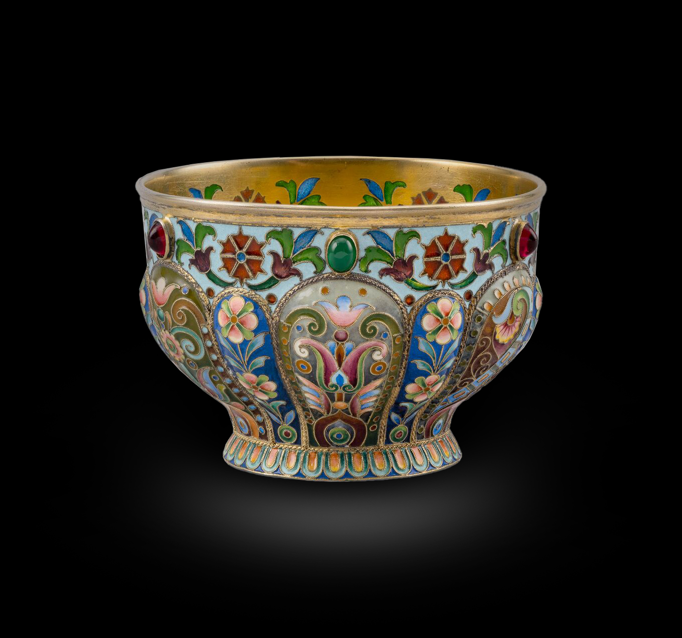 A Russian Silver-Gilt Cloisonné and Plique-a-Jour Enamel Bratina