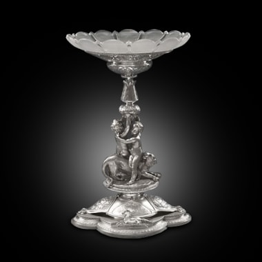 A Large Silver & Glass Centrepiece