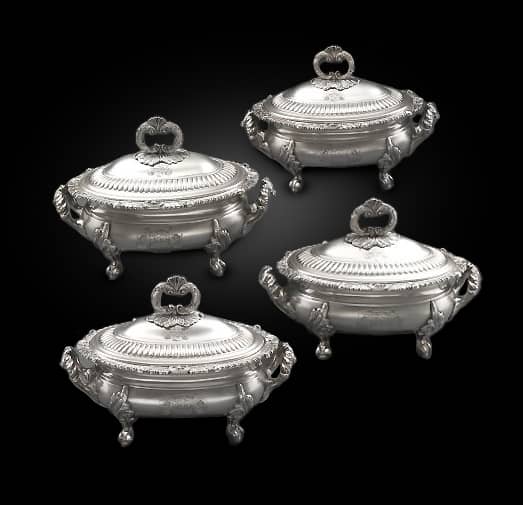 A Set of Four Fine George III Sauce Tureens