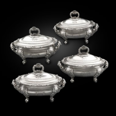 A Set of Four Fine George III Sauce Tureens