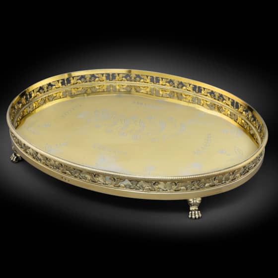 A French silver gilt oval tray