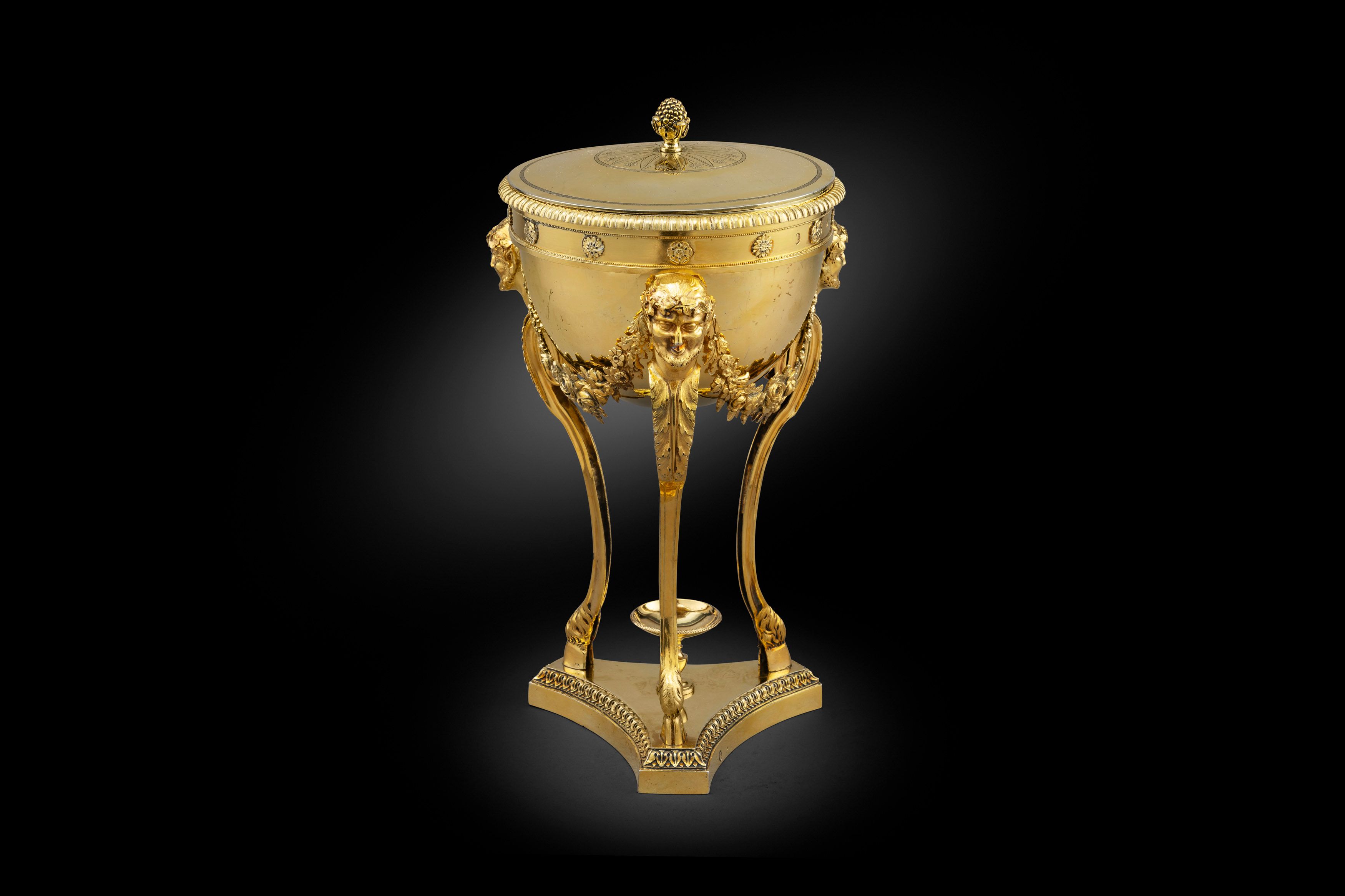 An Exquisite French Empire Silver-Gilt Sugar Bowl