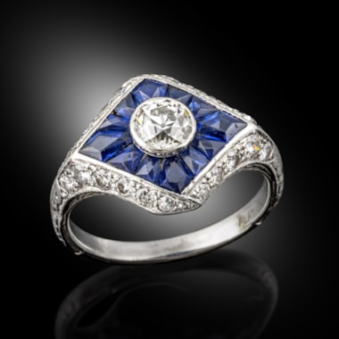An Art deco sapphire and diamond ring, circa 1920