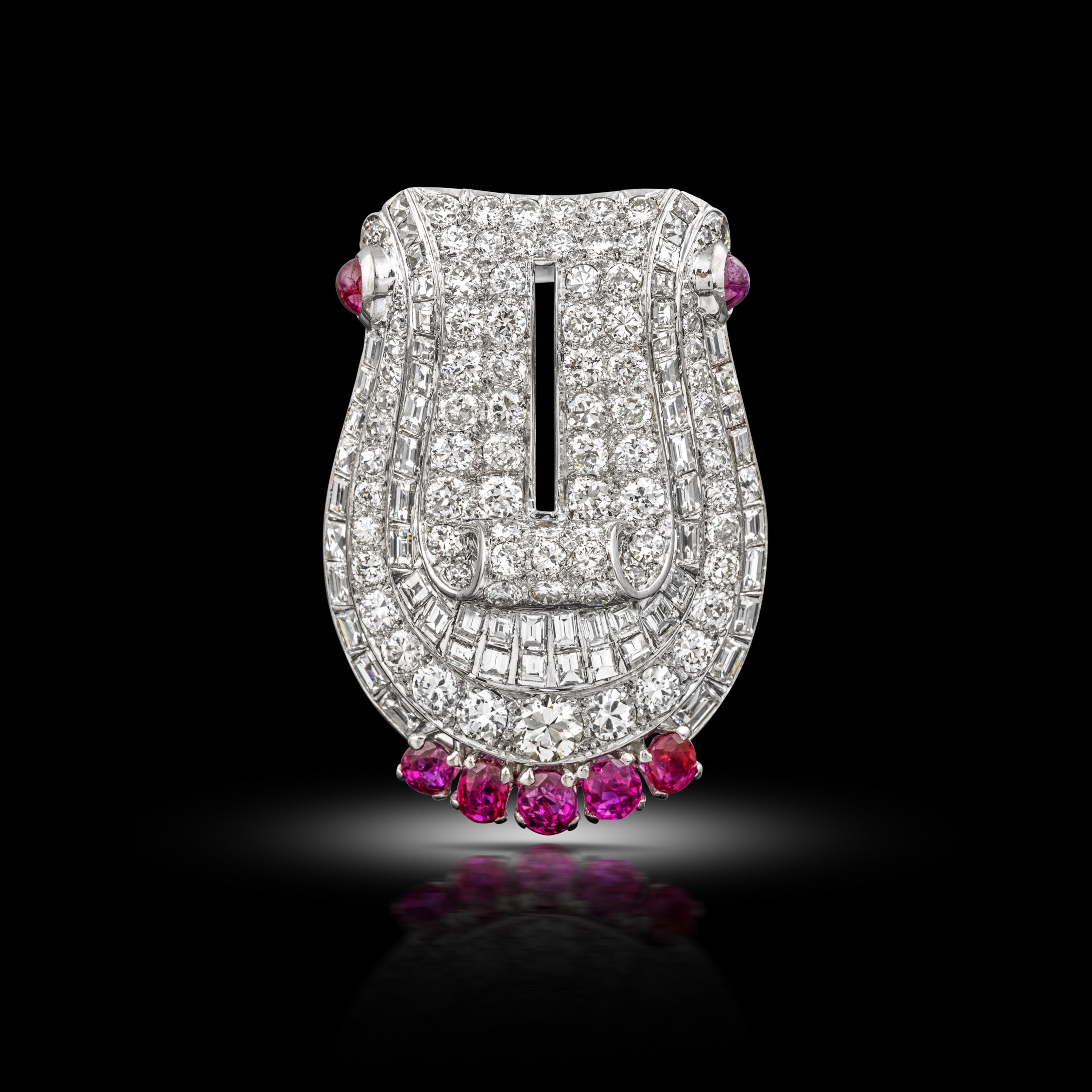 A diamond and ruby clip, circa 1930