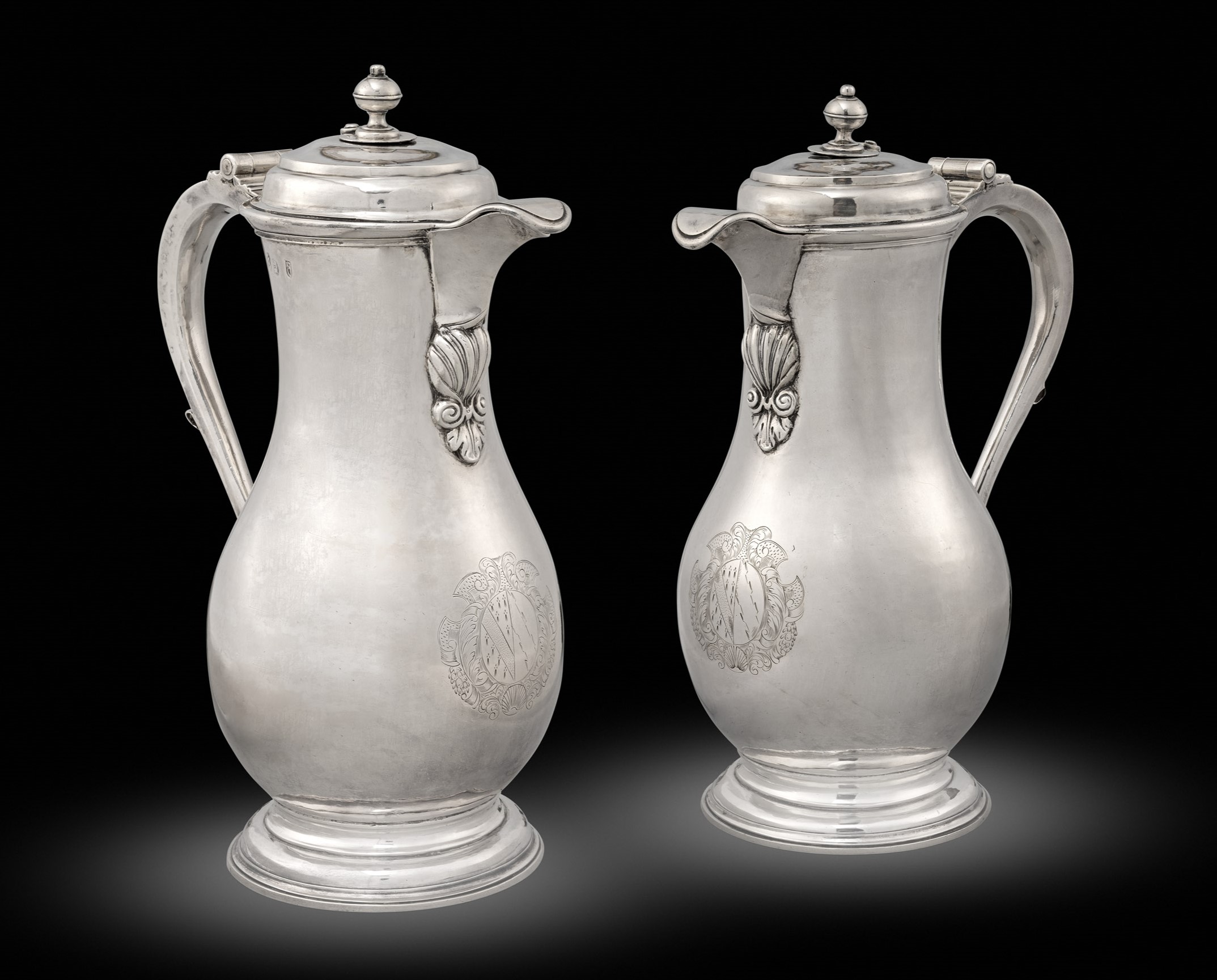 An Exceptionally Rare Pair of Queen Anne Chocolate Jugs