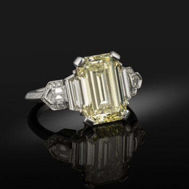 Fancy Yellow Diamond and Diamond Ring