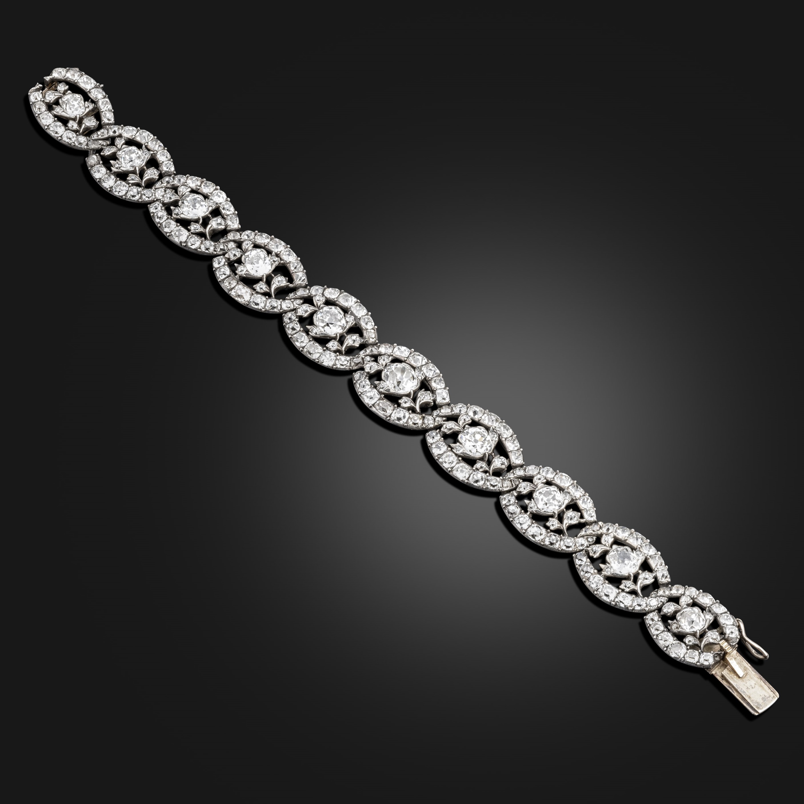 18th century oval link cluster bracelet