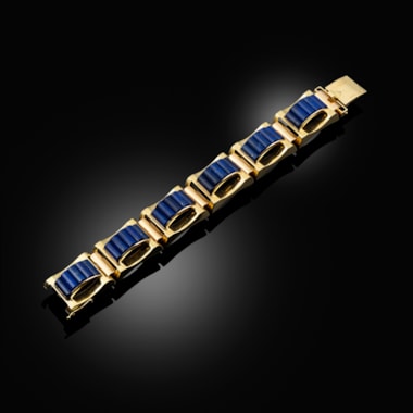 A French 1930s 18k gold and lapis lazuli bracelet