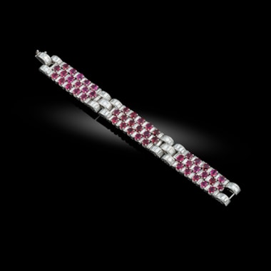 An art deco ruby and diamond bracelet, circa 1925