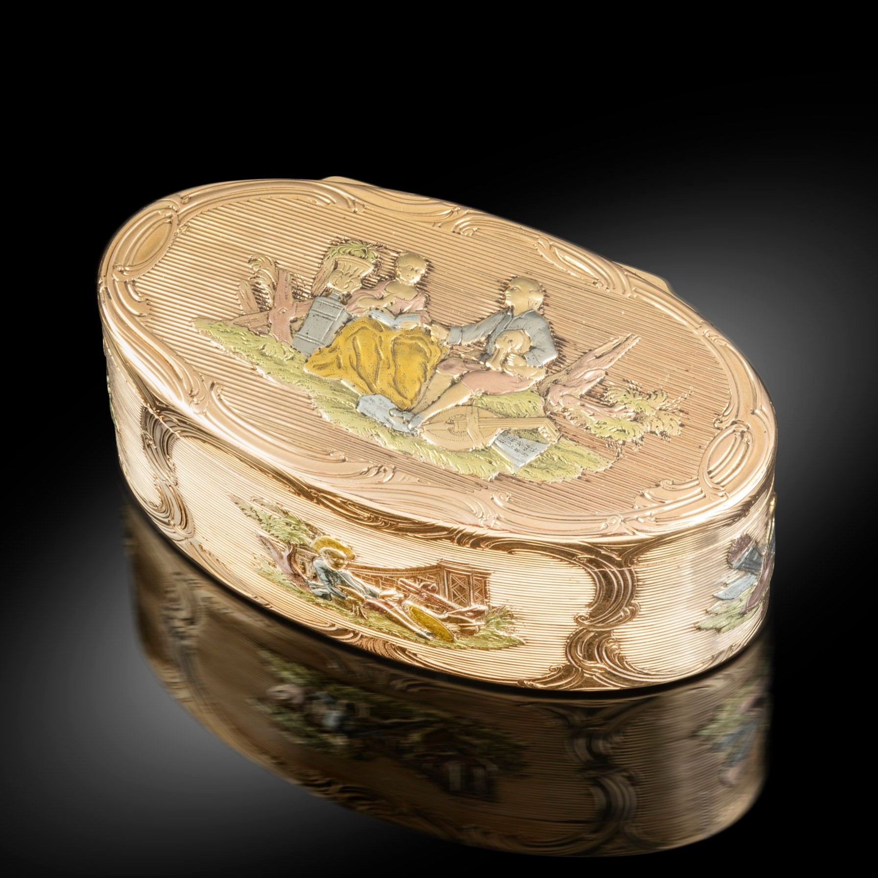 A Vari-Coloured 18th Century German Gold Snuff Box